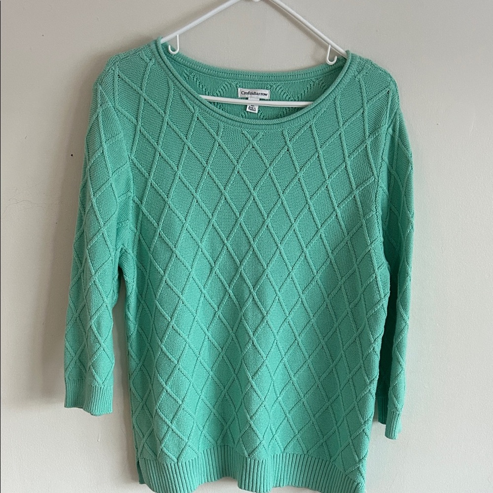 Croft & Barrows XL Teal Diamond Knit Sweater